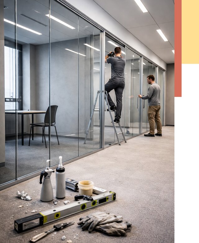 Стеклянные офисные перегородки в Конаково от 8616 руб. — монтаж и установка | ОТДЕЛОЧНИК-Кнк