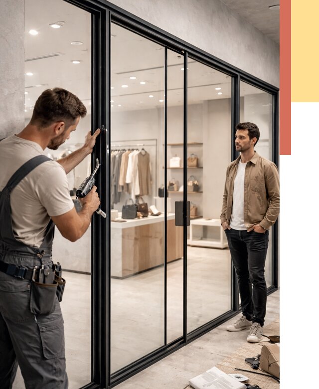 Стеклянные перегородки для магазинов в Конаково от 8312 руб. под ключ | ОТДЕЛОЧНИК-Кнк