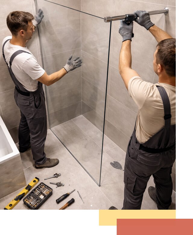 Стеклянные перегородки для душа в Конаково — изготовление и монтаж