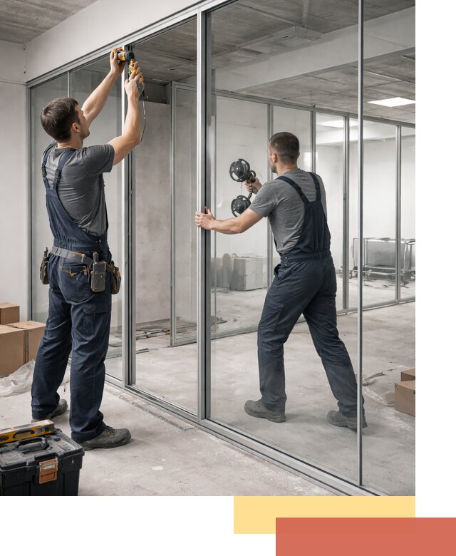 Алюминиевые перегородки со стеклом в Конаково — изготовление и монтаж