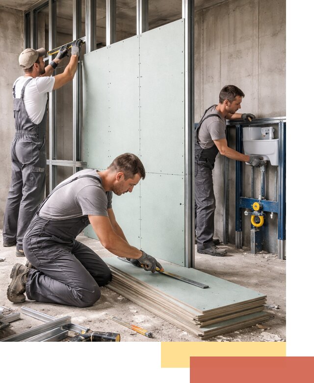 Монтаж и ремонт сантехнических перегородок в Конаково