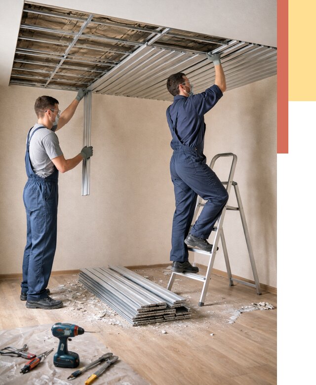 Демонтаж реечного потолка в Конаково от 4562 руб. быстро и недорого | ОТДЕЛОЧНИК-Кнк