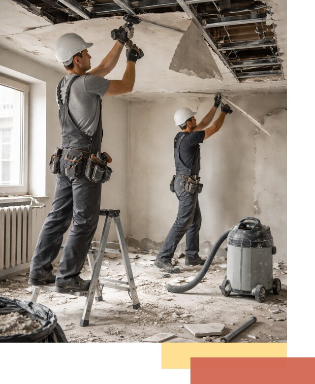 Демонтаж гипсокартонного потолка в Конаково быстро и аккуратно