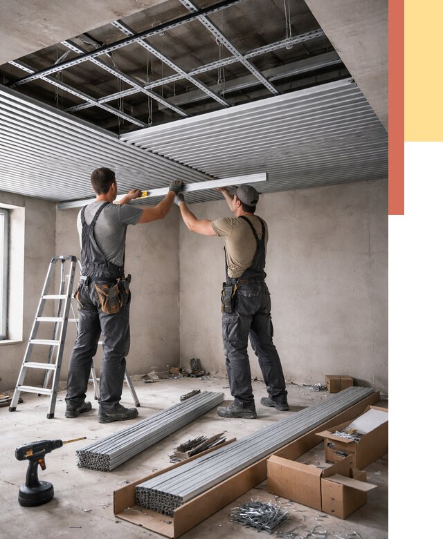 Монтаж реечного потолка в Конаково от 4562 руб. под ключ | ОТДЕЛОЧНИК-Кнк