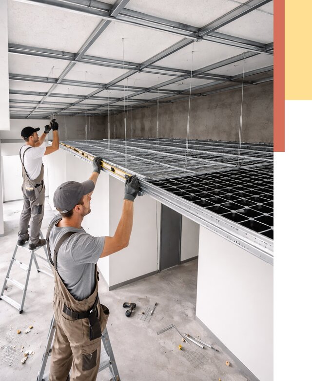 Монтаж потолка грильято в Конаково от 456 руб./м² — быстрая сборка под ключ | ОТДЕЛОЧНИК-Кнк