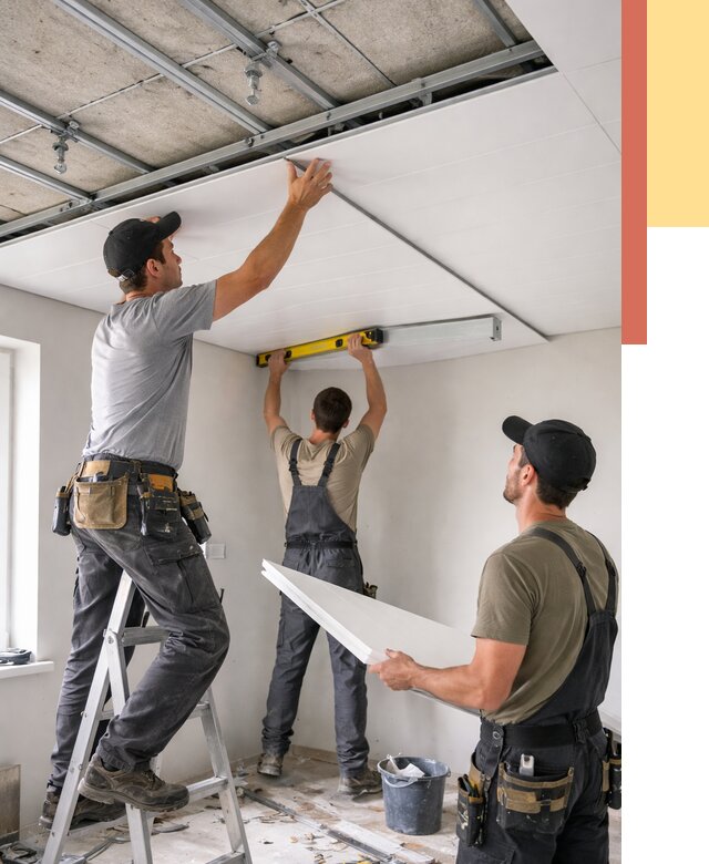 Монтаж потолка из ПВХ панелей в Конаково от 3548 руб./м2 — быстро и недорого | ОТДЕЛОЧНИК-Кнк