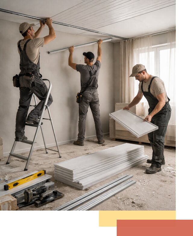 Монтаж потолка из ПВХ панелей в Конаково оперативно и качественно