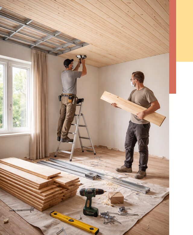 Монтаж потолка из вагонки в Конаково от 6589 руб. | Быстро и недорого — ОТДЕЛОЧНИК-Кнк