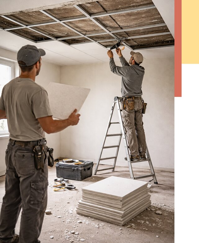 Замена плит подвесного потолка в Конаково от 1774 руб. быстро и недорого | ОТДЕЛОЧНИК-Кнк