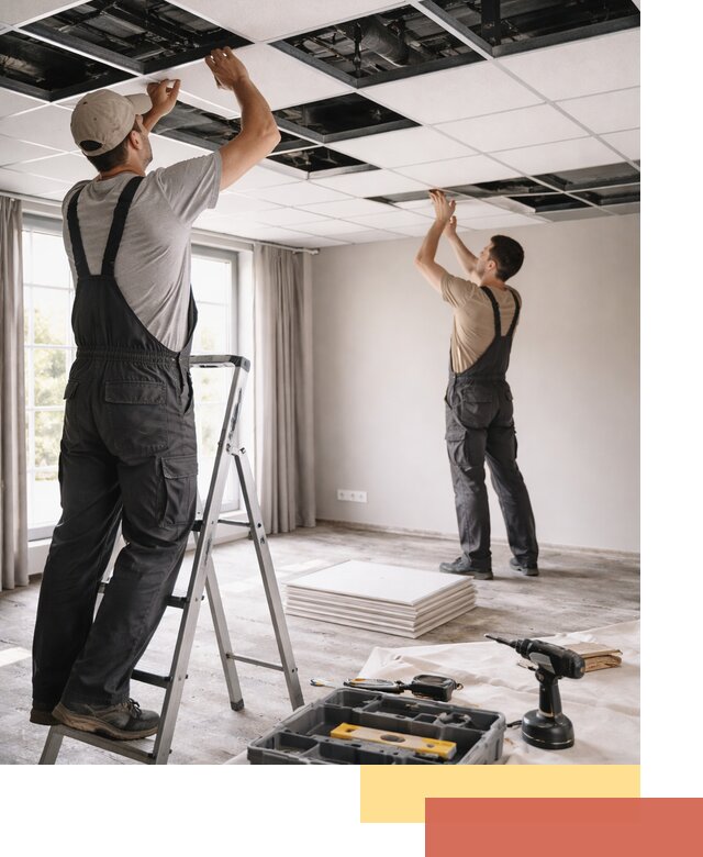 Замена плит подвесного потолка в Конаково быстро и качественно