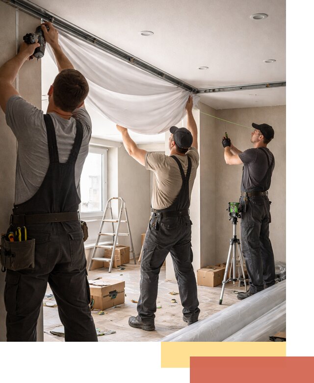 Монтаж парящего натяжного потолка под ключ в Конаково