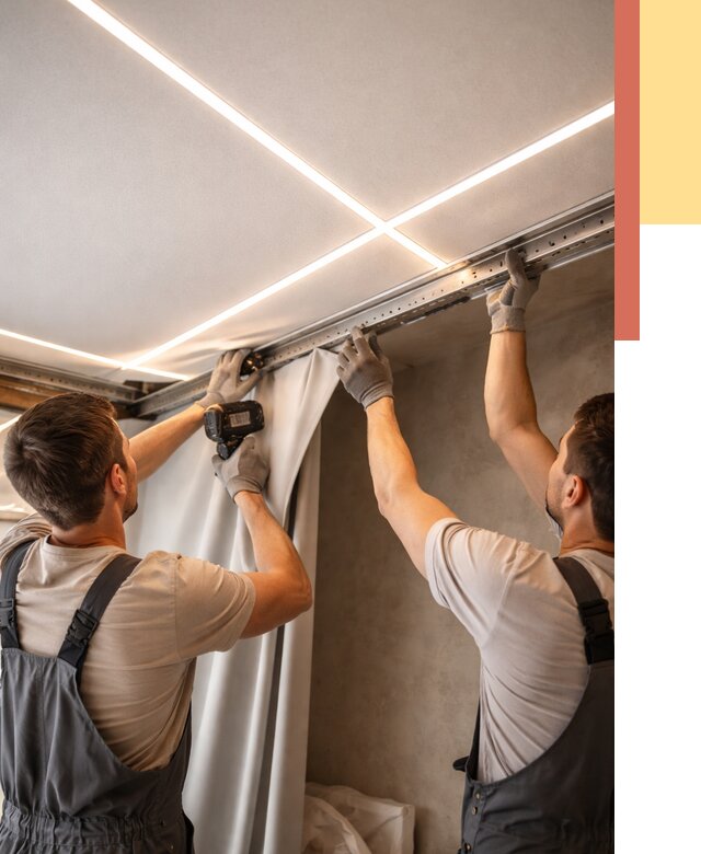 Монтаж натяжного потолка со световыми линиями в Конаково от 1216 руб. | ОТДЕЛОЧНИК-Кнк