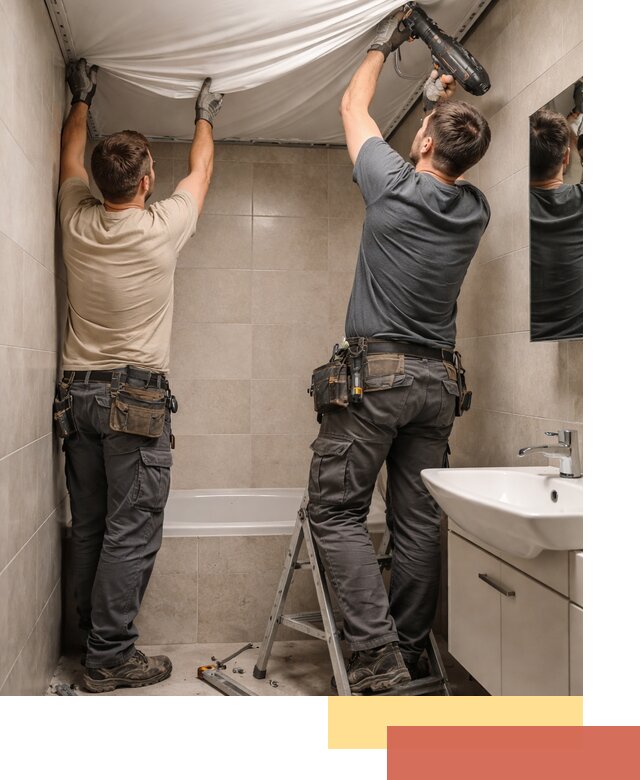 Монтаж натяжного потолка в ванной в Конаково быстро и качественно