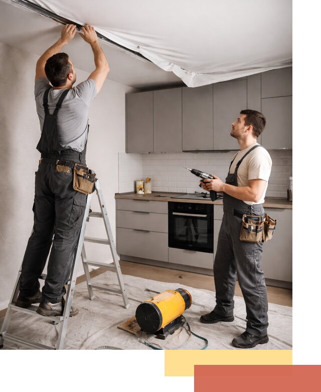 Монтаж натяжного потолка на кухне в Конаково