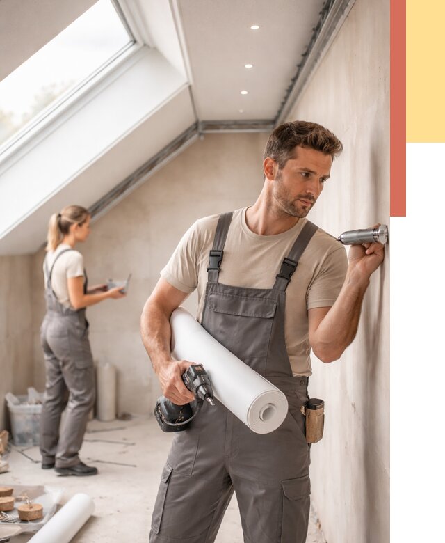 Монтаж натяжного потолка на мансарде в Конаково от 3548 руб. | ОТДЕЛОЧНИК-Кнк