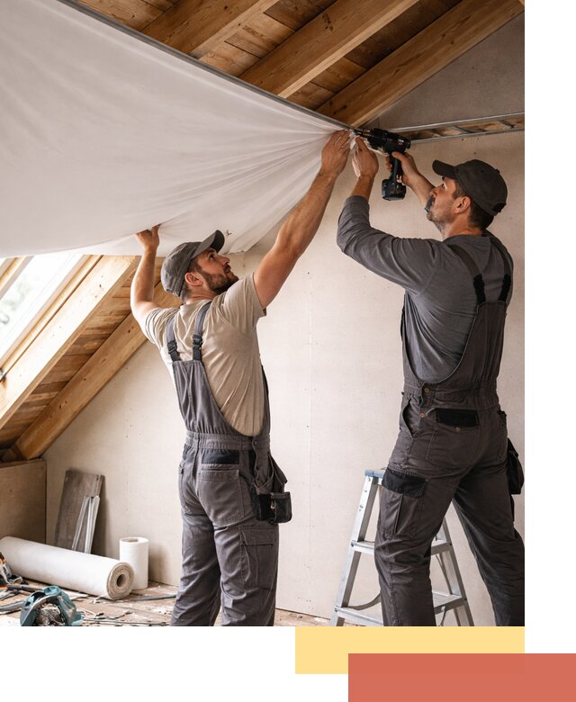 Монтаж натяжного потолка в мансарде в Конаково