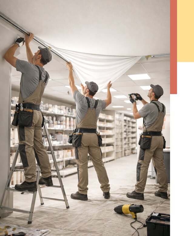 Монтаж натяжного потолка в магазине в Конаково от 4562 руб. быстро и недорого | ОТДЕЛОЧНИК-Кнк