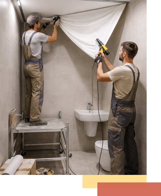 Монтаж натяжного потолка в санузле в Конаково