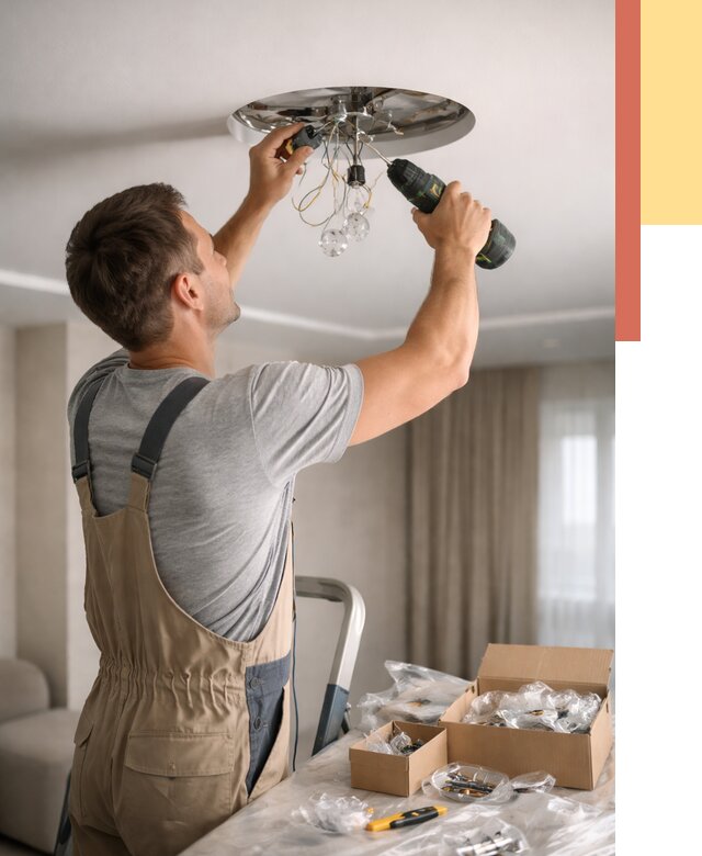 Установка люстры в натяжной потолок в Конаково от 1216 руб. | Быстро и недорого — ОТДЕЛОЧНИК-Кнк