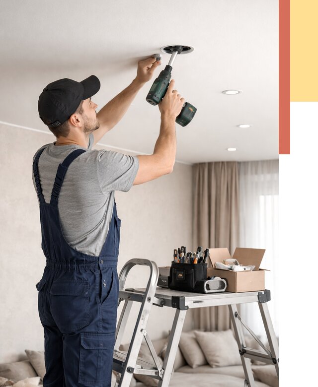 Установка и монтаж точечных светильников в натяжной потолок в Конаково от 1825 руб. | ОТДЕЛОЧНИК-Кнк