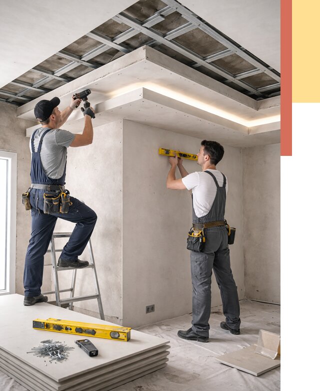 Двухуровневый потолок из гипсокартона в Конаково от 1470 руб. под ключ | ОТДЕЛОЧНИК-Кнк