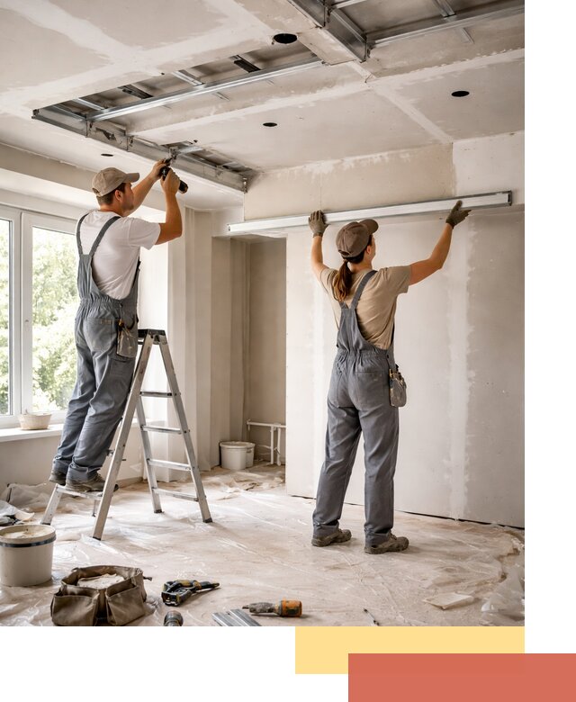 Монтаж многоуровневого потолка из гипсокартона в Конаково