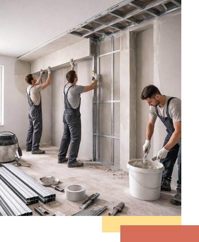 Монтаж потолка из гипсокартона с нишей в Конаково