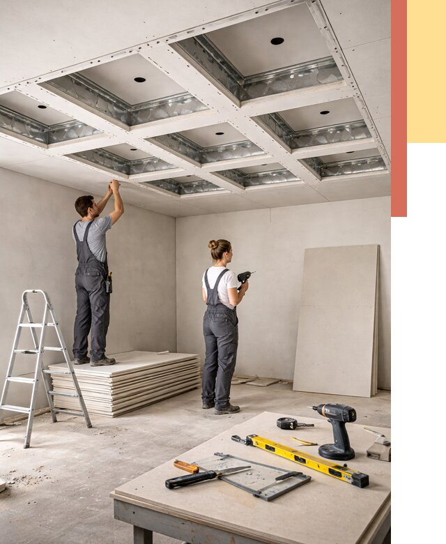 Кессонный потолок из гипсокартона в Конаково от 1875 руб. — монтаж и под ключ | ОТДЕЛОЧНИК-Кнк