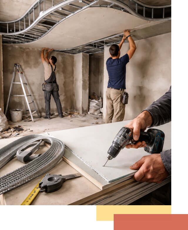 Криволинейный потолок из гипсокартона в Конаково — монтаж и отделка