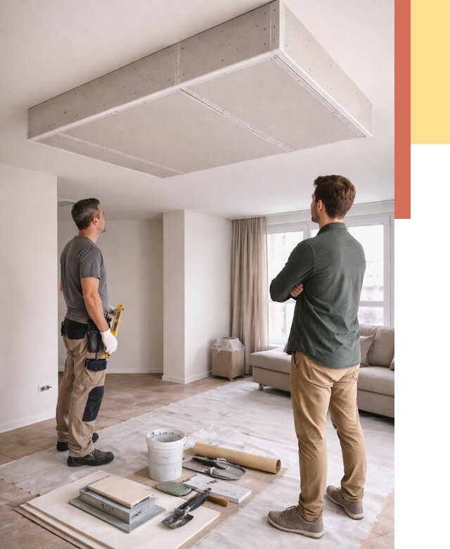 Короб на потолке из гипсокартона в Конаково от 2230 руб. — монтаж и услуги под ключ | ОТДЕЛОЧНИК-Кнк