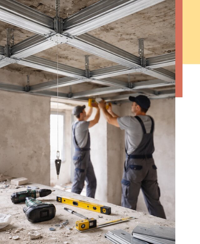 Монтаж каркаса потолка из профиля в Конаково от 4562 руб. — услуги ОТДЕЛОЧНИК-Кнк