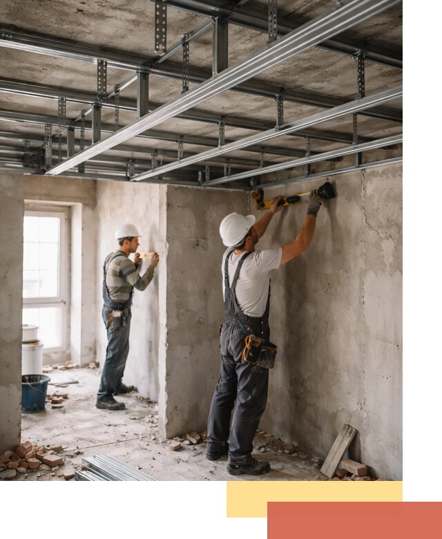 Монтаж каркаса потолка из профильного профиля в Конаково