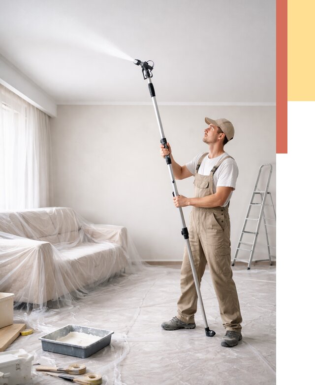 Покраска потолка краскопультом в Конаково от 4562 руб. быстро и недорого | ОТДЕЛОЧНИК-Кнк