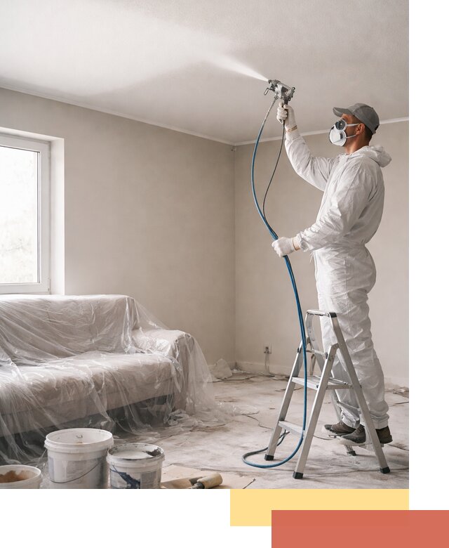 Покраска потолка краскопультом в Конаково быстро и качественно