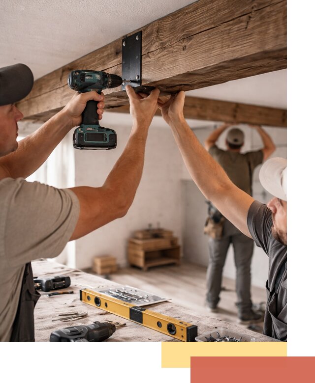 Монтаж декоративных потолочных балок в Конаково